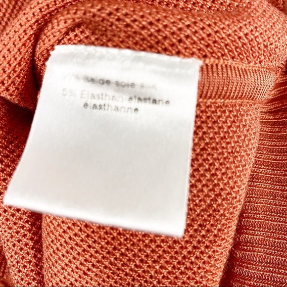 Akris Blouse 12 Salmon Orange Silk Blend Short Sleeves V Neck - Picture 8 of 8